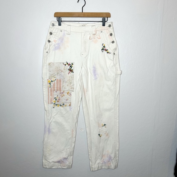 WE THE FREE Free People Love Alive Boyfriend Jeans Patchwork Dye Carpenter Pants - Picture 4 of 13
